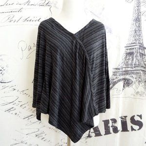 Gray Striped Poncho Cape Dark Academia Victorian - Size M